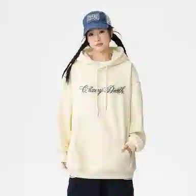 Qnxeey Vintage Ink Print Hoodie