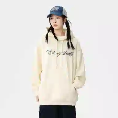 Qnxeey Vintage Ink Print Hoodie