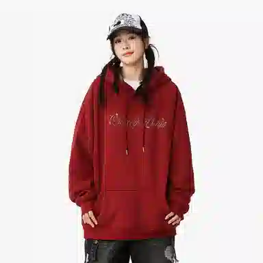 Qnxeey Vintage Ink Print Hoodie