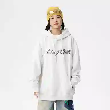 Qnxeey Vintage Ink Print Hoodie