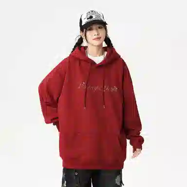 Qnxeey Vintage Ink Print Hoodie