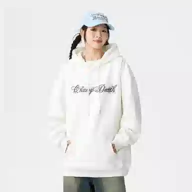 Qnxeey Vintage Ink Print Hoodie