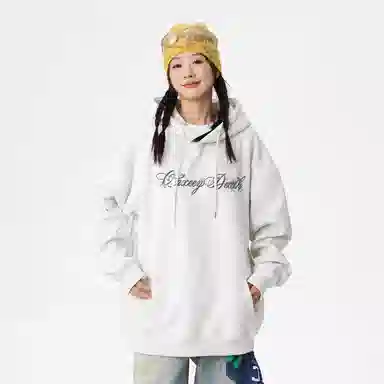 Qnxeey Vintage Ink Print Hoodie