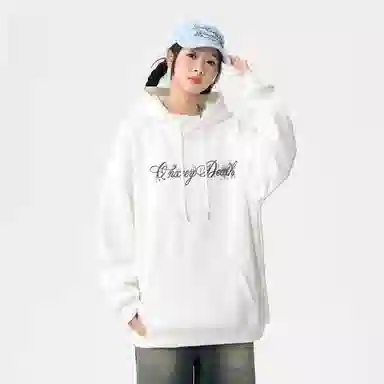 Qnxeey Vintage Ink Print Hoodie