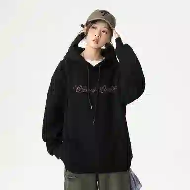 Qnxeey Vintage Ink Print Hoodie