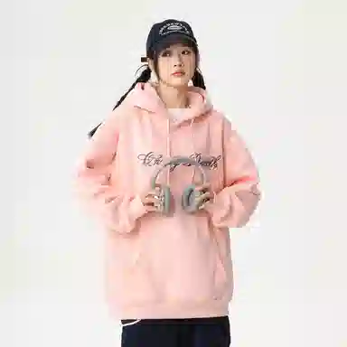 Qnxeey Vintage Ink Print Hoodie