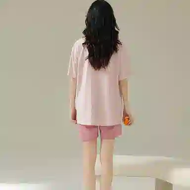 兰缪 舒适纯色凉感短袖三分裤睡衣套装 女款 图片色