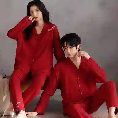 兰缪 长袖结婚新婚喜庆本命年长裤睡衣套装 女款 红色