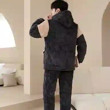 LAMIU Winter Quilted Pajama Set Gray