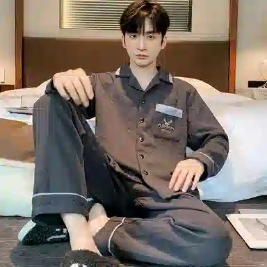 兰缪 加厚长袖舒适休闲可外穿家居服睡衣套装 男款 黑色