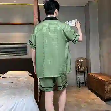 兰缪 凉感休闲时尚青少年可外穿家居服睡衣套装 男款 图片色