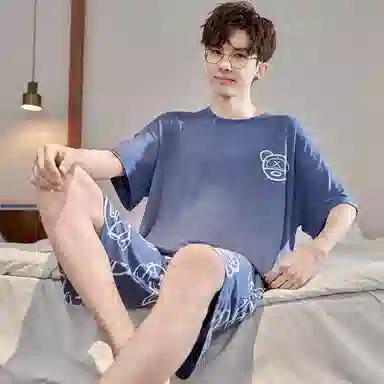 兰缪 薄款凉感休闲舒适家居服睡衣套装 男款 图片色