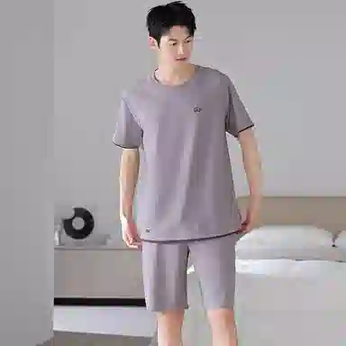 兰缪 舒适透气亲肤短袖薄款可外穿家居服睡衣套装 男款 图片色