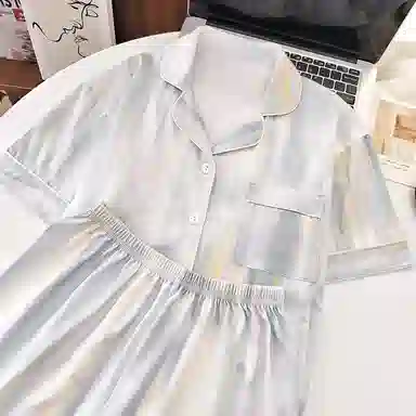 兰缪 短袖带胸垫家居服可外穿简约韩版睡衣套装 女款