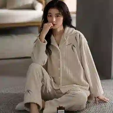 兰缪 简约休闲可外穿家居服睡衣套装 女款 图片色