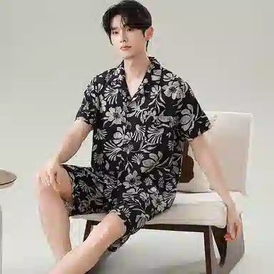 兰缪 短袖短裤薄款家居服可外穿睡衣套装 男款