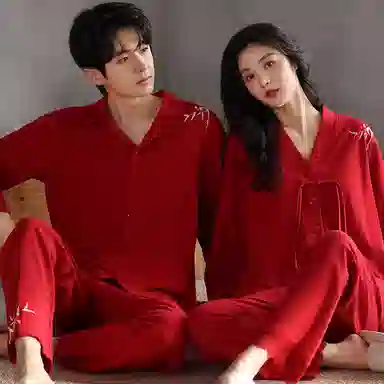 兰缪 长袖结婚新婚喜庆本命年长裤睡衣套装 女款 红色