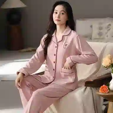 兰缪 柔软细腻舒适长袖长裤秋冬季睡衣套装 女款 图片色