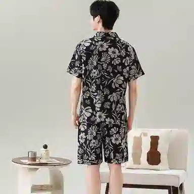 兰缪 短袖短裤薄款家居服可外穿睡衣套装 男款