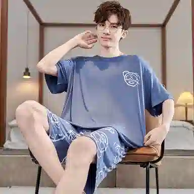 兰缪 薄款凉感休闲舒适家居服睡衣套装 男款 图片色