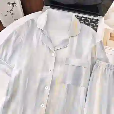 兰缪 短袖带胸垫家居服可外穿简约韩版睡衣套装 女款