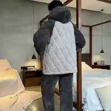 兰缪 加厚青少年保暖休闲长袖长裤家居服睡衣套装 男款 图片色