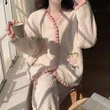 兰缪 可爱保暖休闲加厚家居服睡衣套装 女款 图色