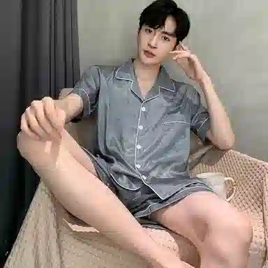 兰缪 美式字母简约短袖冰丝凉感短裤睡衣套装 男款 灰色