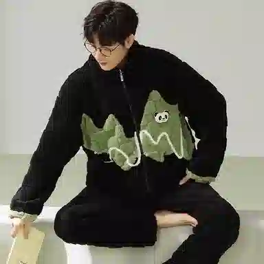 兰缪 新婚喜庆珊瑚绒加绒加厚本命年保暖长袖长裤睡衣套装 男款 红色