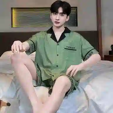 兰缪 凉感休闲时尚青少年可外穿家居服睡衣套装 男款 图片色