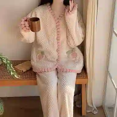 兰缪 可爱保暖休闲加厚家居服睡衣套装 女款 图色