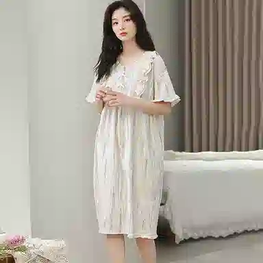 兰缪 带胸垫甜美可爱短袖睡裙 女款 图片色