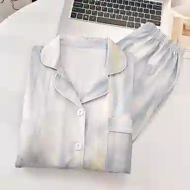 兰缪 短袖带胸垫家居服可外穿简约韩版睡衣套装 女款