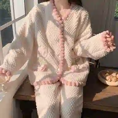 兰缪 可爱保暖休闲加厚家居服睡衣套装 女款 图色