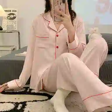 兰缪 休闲薄款舒适长袖长裤睡衣套装 女款 图片色