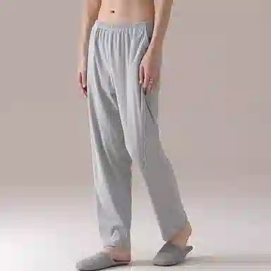 兰缪 保暖纯色青少年可外穿家居睡裤 男款 灰色