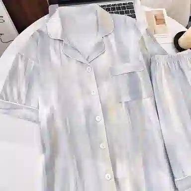 兰缪 短袖带胸垫家居服可外穿简约韩版睡衣套装 女款