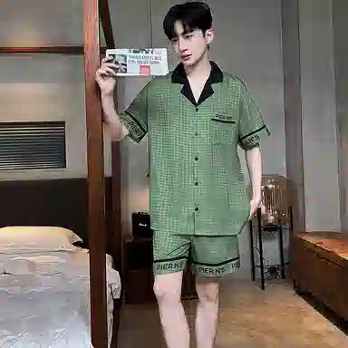 兰缪 凉感休闲时尚青少年可外穿家居服睡衣套装 男款 图片色