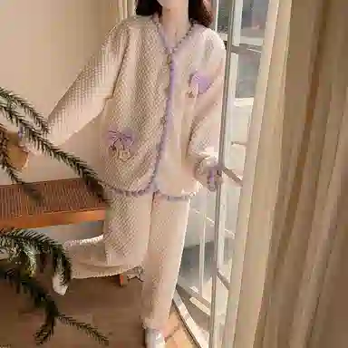 兰缪 可爱保暖休闲加厚家居服睡衣套装 女款 图色