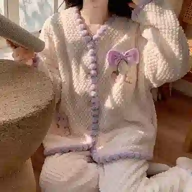 兰缪 可爱保暖休闲加厚家居服睡衣套装 女款 图色