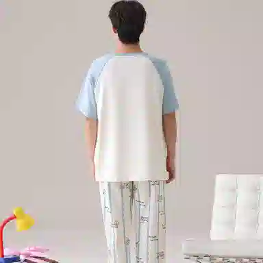 兰缪 短袖长裤小狗字母舒适家居服睡衣套装 男款 图片色