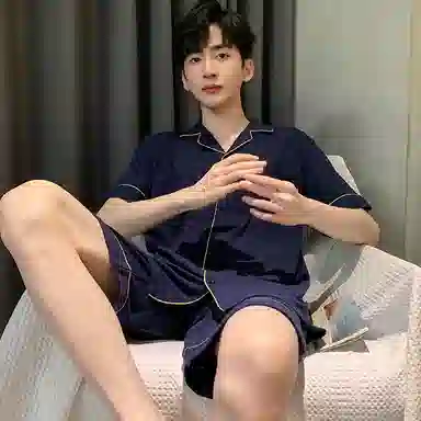 兰缪 凉感休闲短袖上衣居家服五分裤睡衣套装 男款 图片色