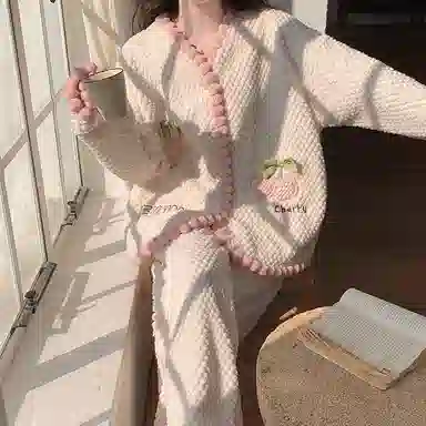 兰缪 可爱保暖休闲加厚家居服睡衣套装 女款 图色