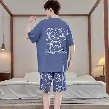 兰缪 薄款凉感休闲舒适家居服睡衣套装 男款 图片色