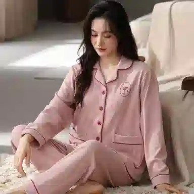 兰缪 柔软细腻舒适长袖长裤秋冬季睡衣套装 女款 图片色