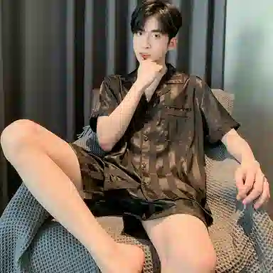 兰缪 时尚简约高级短袖凉感休闲短裤舒适亲肤长裤睡衣套装 男款