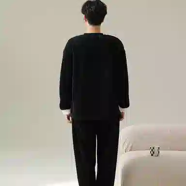 兰缪 新婚喜庆珊瑚绒加绒加厚本命年保暖长袖长裤睡衣套装 男款 红色