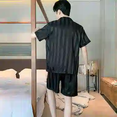 兰缪 时尚简约高级短袖凉感休闲短裤舒适亲肤长裤睡衣套装 男款