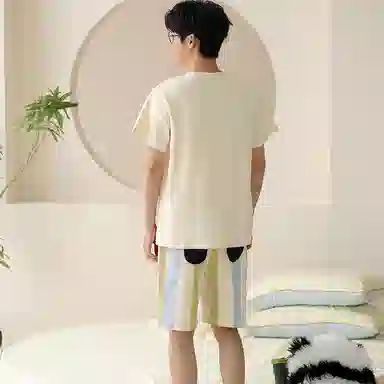 兰缪 卡通舒适休闲短袖五分裤夏季睡衣套装 男款 图片色