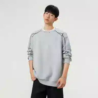 童先森 美式哈苏线铆钉男秋季高街情侣宽松设计感上衣潮卫衣 男款